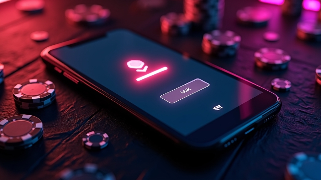 Smartphone showing a casino app login error with troubleshooting icons