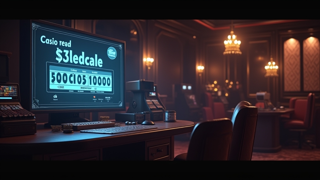 Casino cashier screen with bonus code and free spin icons in a dark atmosphere
