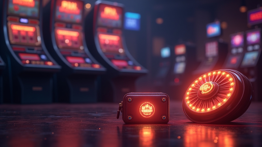 Free spins and no deposit bonus symbols in a dark casino setting